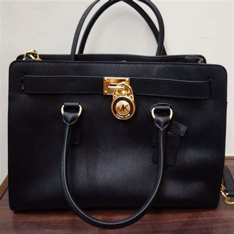 michael kors hamilton lg ew satchel gold black handtasche neuwertig